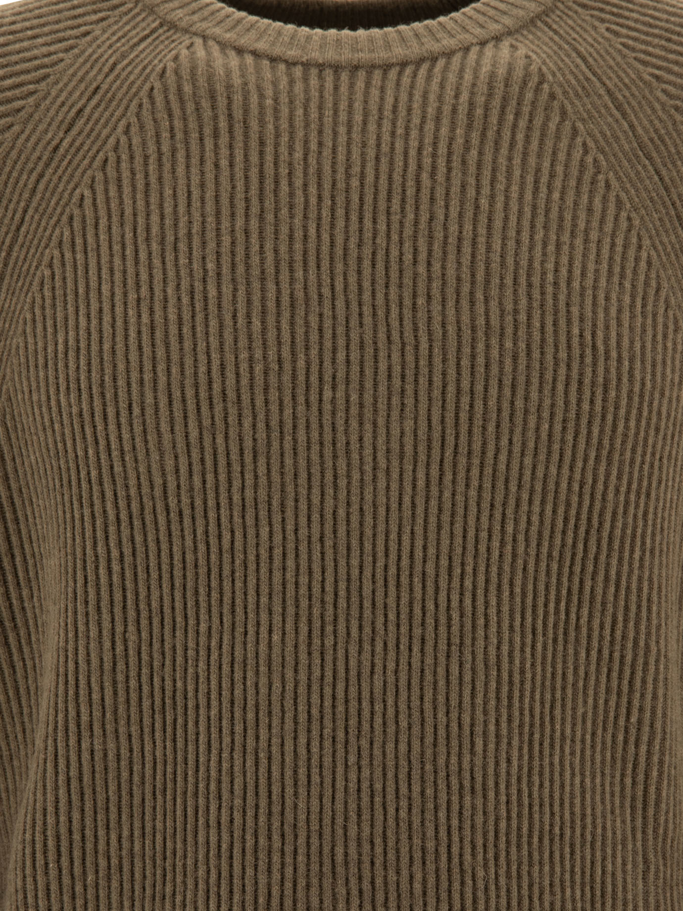 C.P. COMPANY Brown Lens-detail ribbed sweater